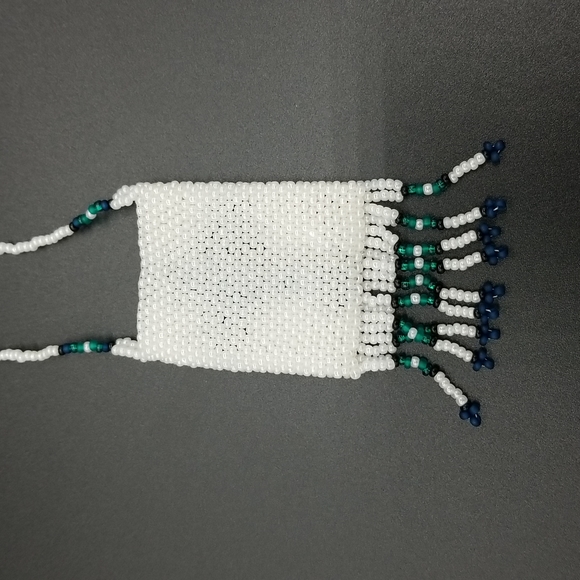 Handmade Beaded Cross Medicine Pouch Necklace - Picture 6 of 10